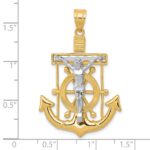 10k Two-tone Diamond-cut Mariner's Cross Pendant - Image 3