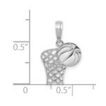10K White Gold Basketball Hoop And Ball Pendant - Image 2
