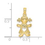 10k Playful Girl w/Cut Out Heart Charm - Image 3