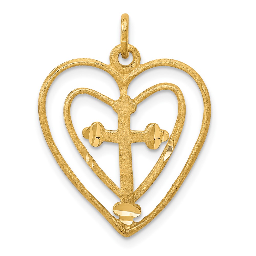 10C410.jpg 10k CROSS IN HEART CHARM - Image 1