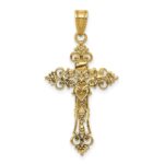 10K Two-tone Medium Lacey-edged INRI Crucifix Pendant - Image 4