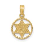 10K Star of David in Circle Frame Pendant
