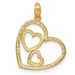 10k Polished CZ Heart with Two Hearts Inside Pendant - Image 3