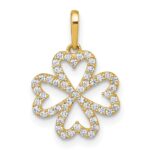 10k Polished CZ Four-leaf Clover Pendant