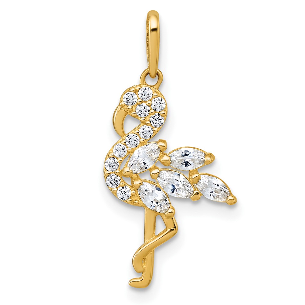 10C4990.jpg 10k Polished CZ Flamingo Pendant - Image 1