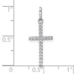 10k White Gold Polished CZ Latin Cross Pendant - Image 4