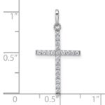 10k White Gold Polished CZ Latin Cross Pendant - Image 4