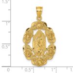 10k Polished Diamond-cut Our Lady of Guadalupe with Flowers Medal Pendant - Image 4