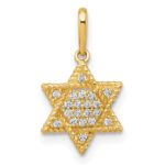 10k Polished CZ Star of David Pendant