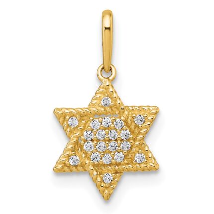 10k Polished CZ Star of David Pendant