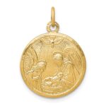 10k Solid Satin Polished Baptism Disc Pendant