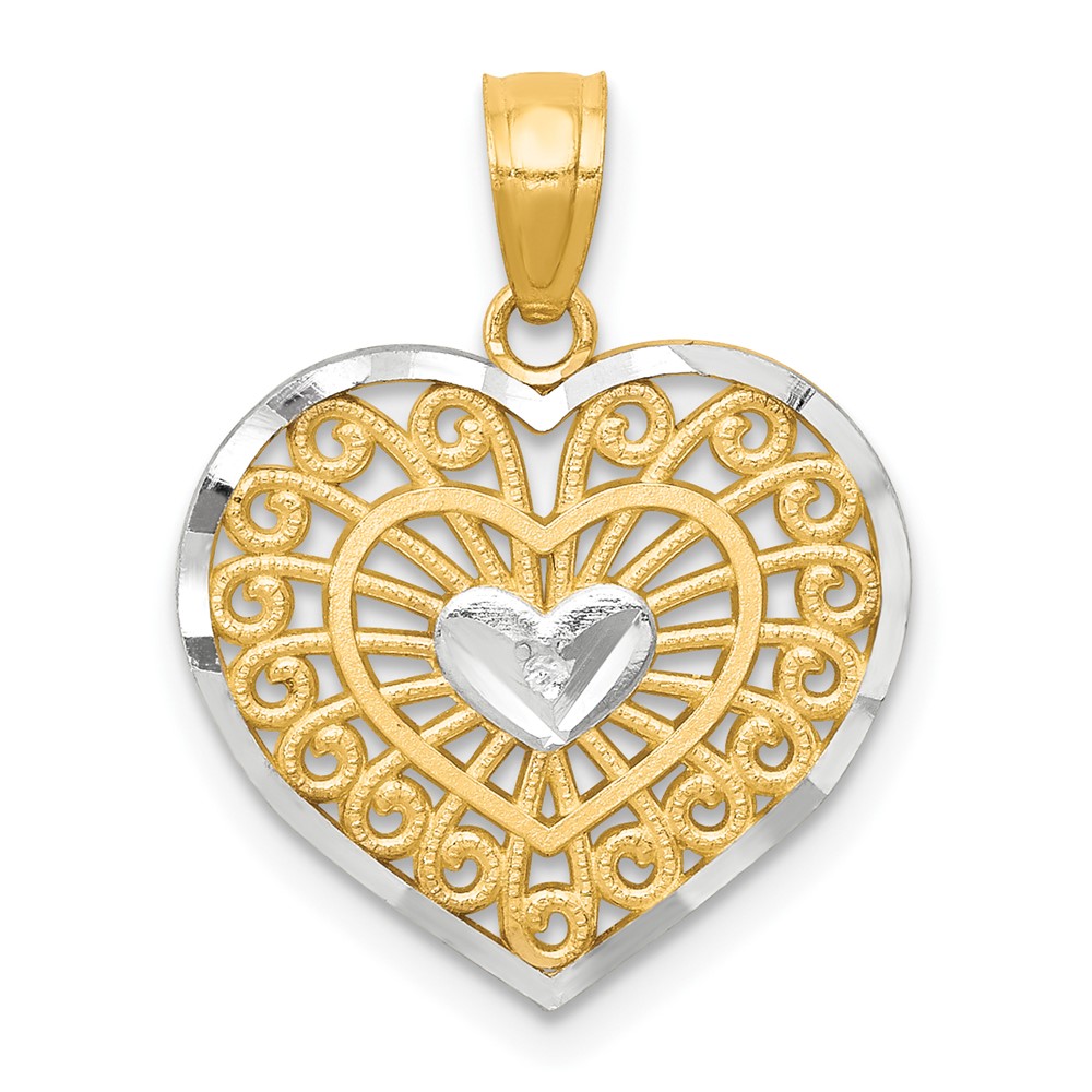 10C940.jpg 10K w/Rhodium Heart Charm - Image 1