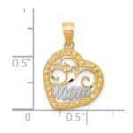 10K & Rhodium MOM Heart Charm - Image 3