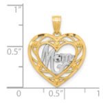 10K & Rhodium MOM Heart Charm - Image 3