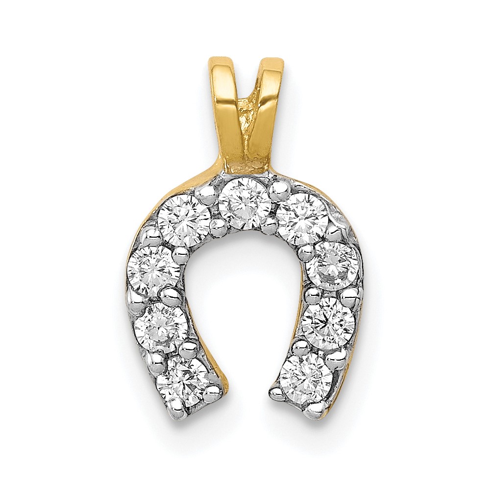 10C979.jpg 10k Small CZ Horseshoe Charm - Image 1