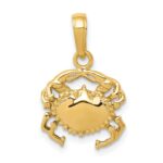 10k Solid Polished Open-Backed Crab Pendant