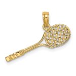 10K Solid Polished 3-D Tennis Racquet Charm