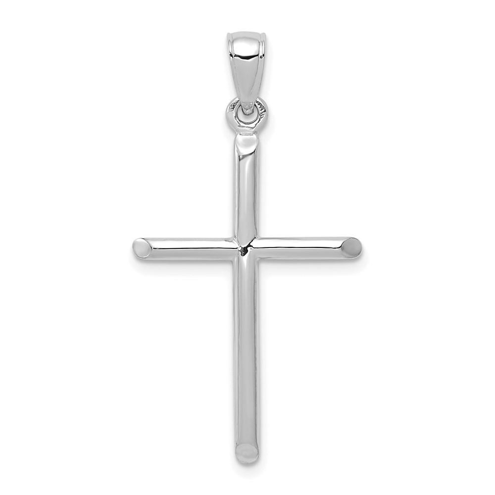 10D1660W.jpg 10k White Gold Tubular Cross Pendant - Image 1