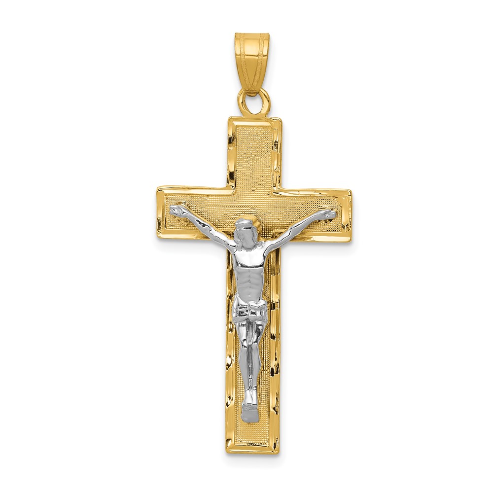 10D3687.jpg 10K Two-tone Diamond-cut Crucifix Pendant - Image 1