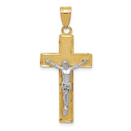 10K Two-tone Diamond-cut Crucifix Pendant