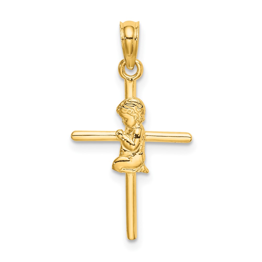 10D3733.jpg 10k Praying Boy Cross Charm - Image 1