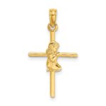 10k Praying Girl Cross Charm