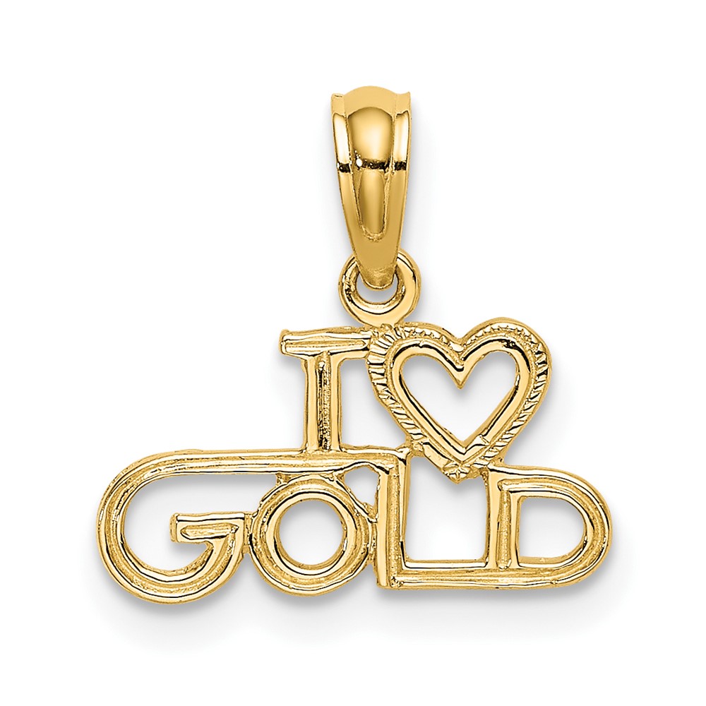 10D3900.jpg 10K Polished / Textured I LOVE GOLD Charm - Image 1