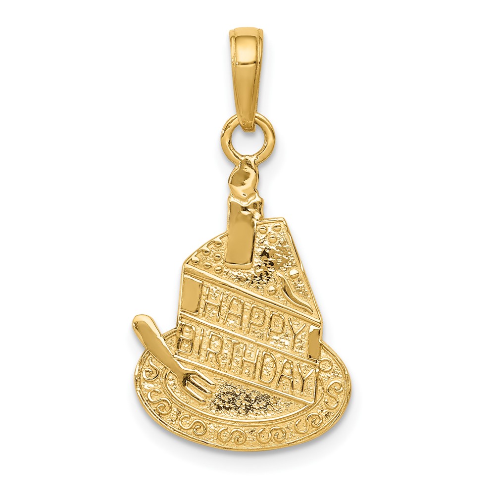 10D3921.jpg 10K Slice Of Cake With Candle HAPPY BIRTHDAY Pendant - Image 1