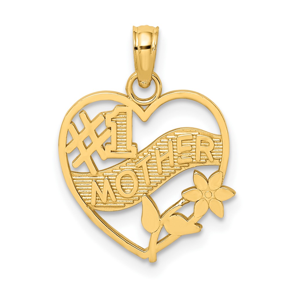 10D3942.jpg 10K #1 MOTHER In Heart Frame Pendant - Image 1