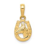 10k Horse Head in Horseshoe Pendant