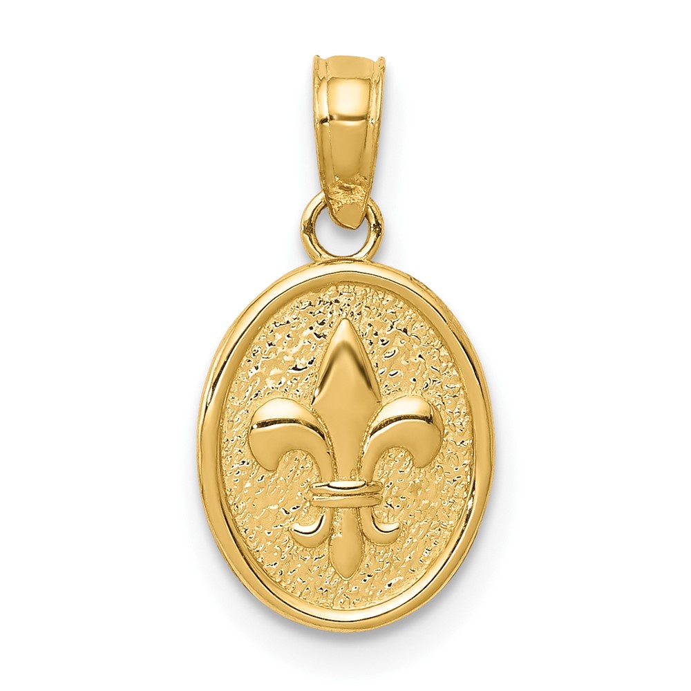 10D4369.jpg 10k Polished Small Fleur De Lis in Oval Pendant - Image 1