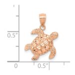 10k Rose Gold Diamond Cut Turtle Pendant - Image 2