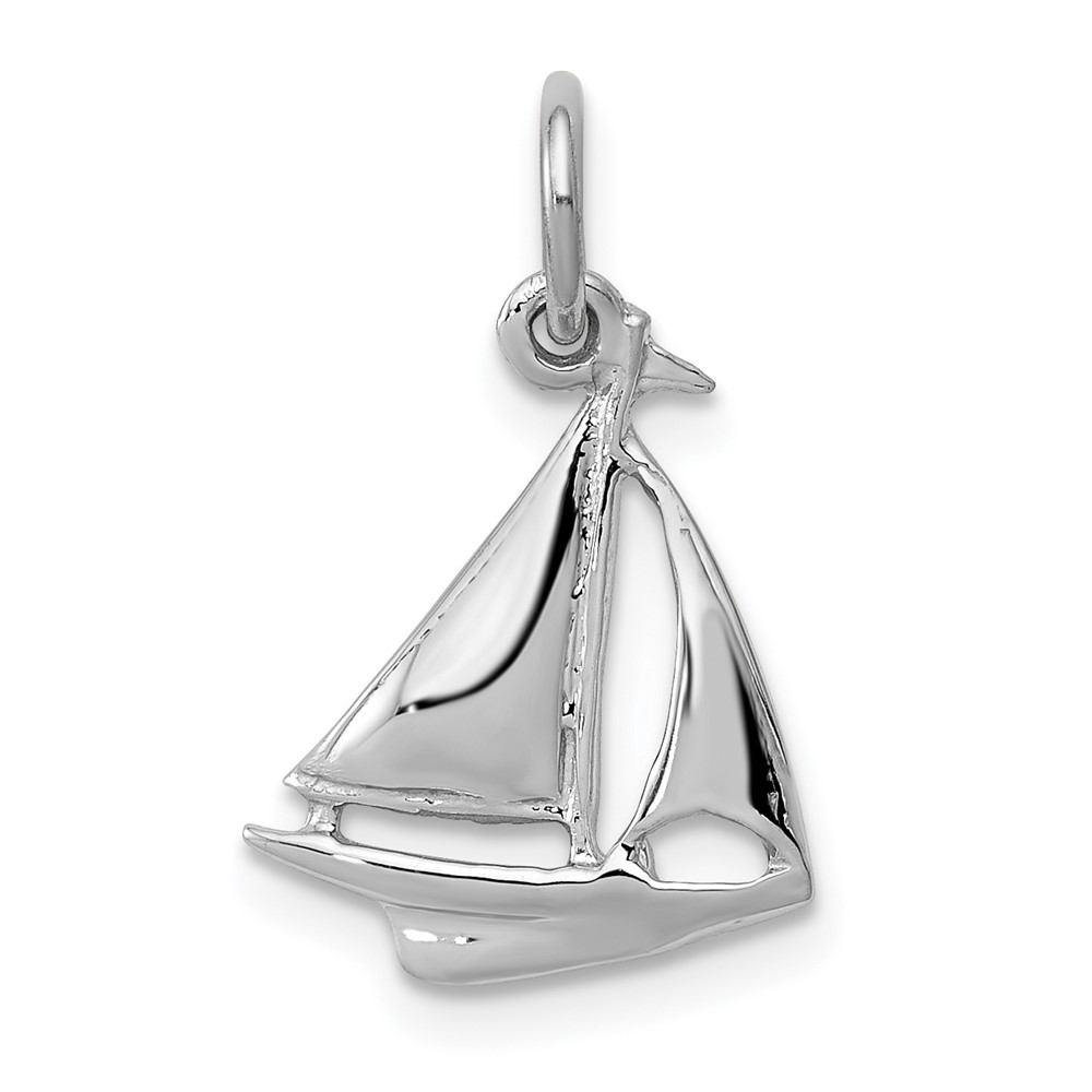 10K1051.jpg 10k White Gold Solid Polished Sailboat Charm - Image 1