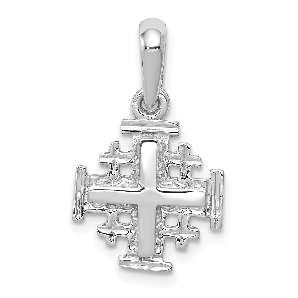 10K1233.jpg 10k White Gold Jerusalem Cross Charm - Image 1