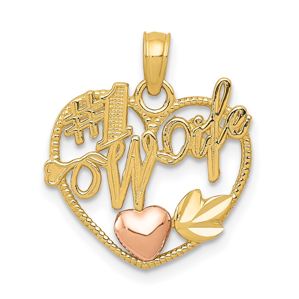 10K1711.jpg 10k Two-tone #1 WIFE Heart Pendant - Image 1