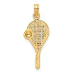 10k w/Rhodium Polished Tennis Racquet Pendant - Image 4