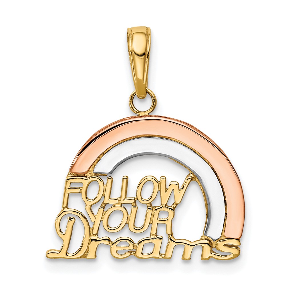 10K2351.jpg 10k Y&Rose Gold W/Rhodium Follow Your Dreams Rainbow Pendant - Image 1