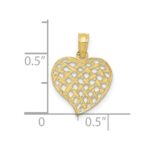 10K Polished Basket Weave Pattern Heart Pendant - Image 3