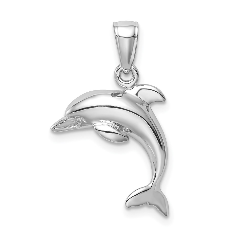 10K3012W.jpg 10k White Gold Jumping Dolphin Pendant - Image 1