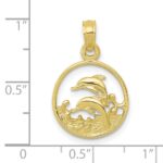 10K Double Dolphin Circle Pendant - Image 4