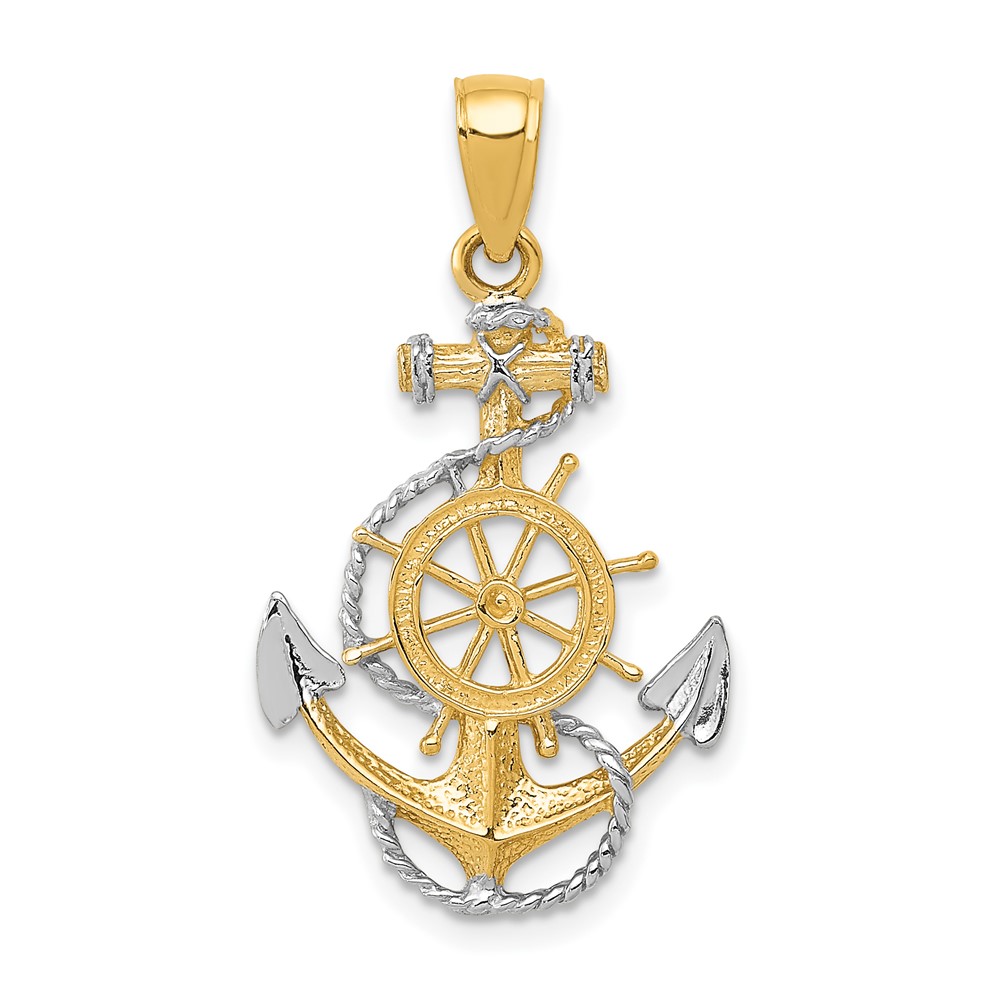 10K3079.jpg 10k w/Rhodium Anchor w/Rope Pendant - Image 1