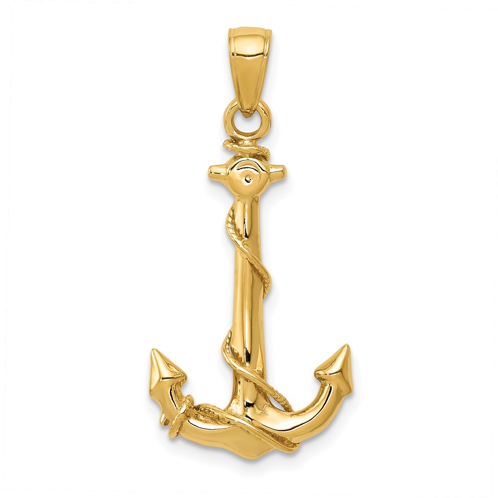 10K3091.jpg 10k Anchor w/Rope Pendant - Image 1