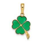 10K 4-Leaf Clover Enameled Pendant - Image 4