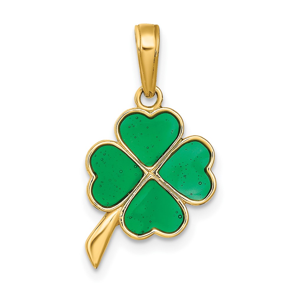 10K4098.jpg 10K 4-Leaf Clover Enameled Pendant - Image 1
