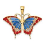 10K Blue & Red Enameled Butterfly Pendant - Image 4