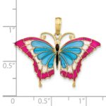 10K Blue & Red Enameled Butterfly Pendant - Image 3