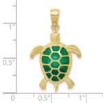 10K Green Enameled Sea Turtle Pendant - Image 3