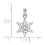 10k White Gold Small Snowflake Pendant - Image 2