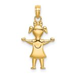 10k Solid Polished Girl with Pig-Tails Charm