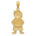 10k & Rhodium Boy w/Hands in Pockets Pendant - Image 4